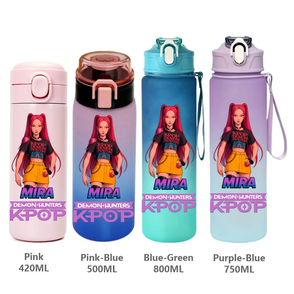 Gourde de sport KPop Demon Hunters, motif dessin animé tendance, étanche, portable, cadeau d'anniversaire pour enfants