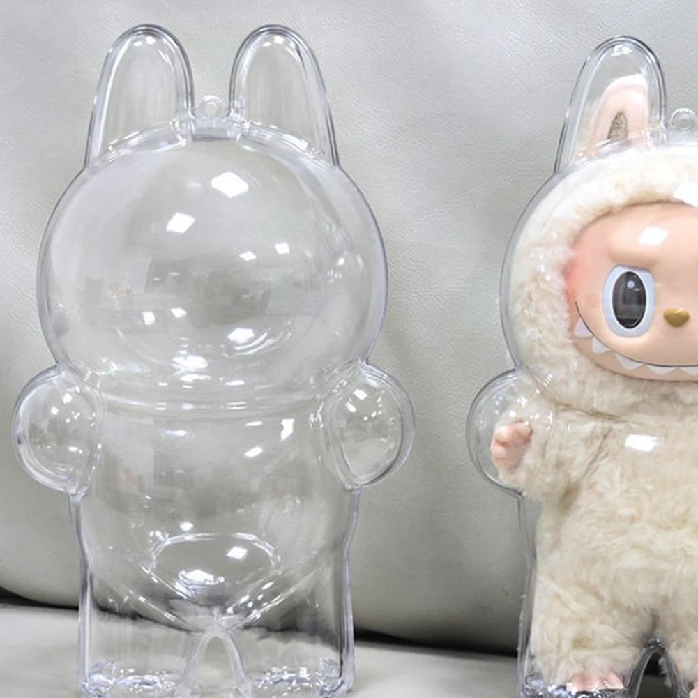 Housse de protection transparente pour Labubu, boîte de rangement pour poupée elfe, jouet monstre, couverture d'exposition en peluche elfe mignonne pour poupées de fête