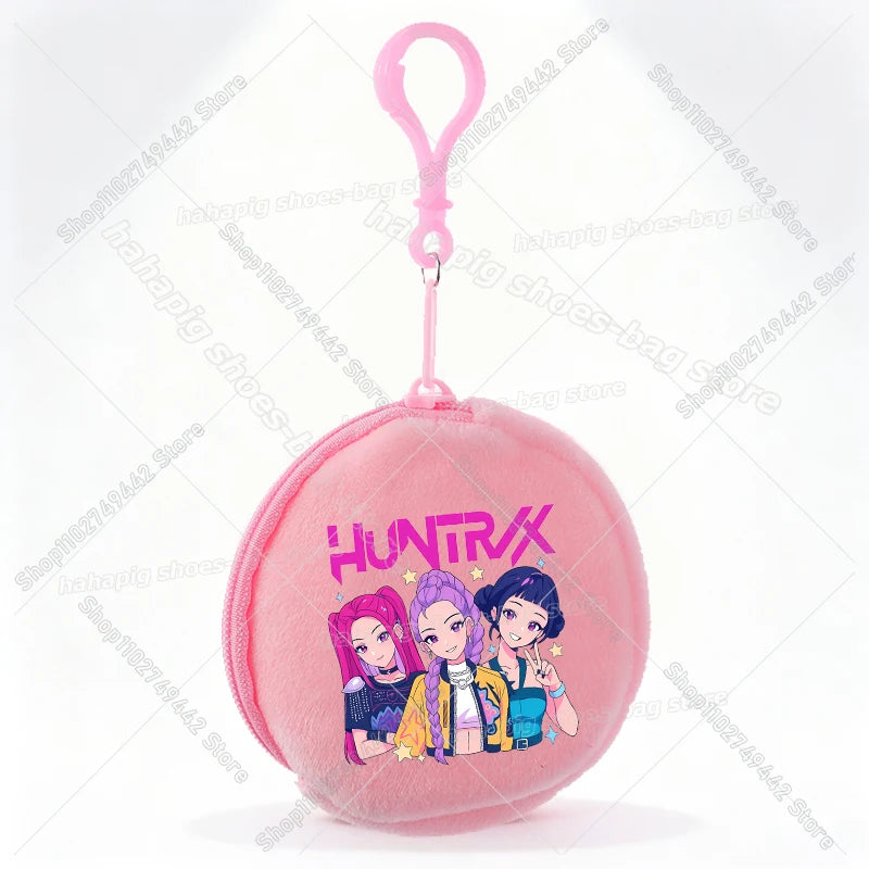 Mini porte-monnaie Kpop Demon Hunters pour fille, pochette ronde, portefeuille à fermeture éclair avec écouteurs et porte-clés, motif Zoey Mira Rumi, pour enfants