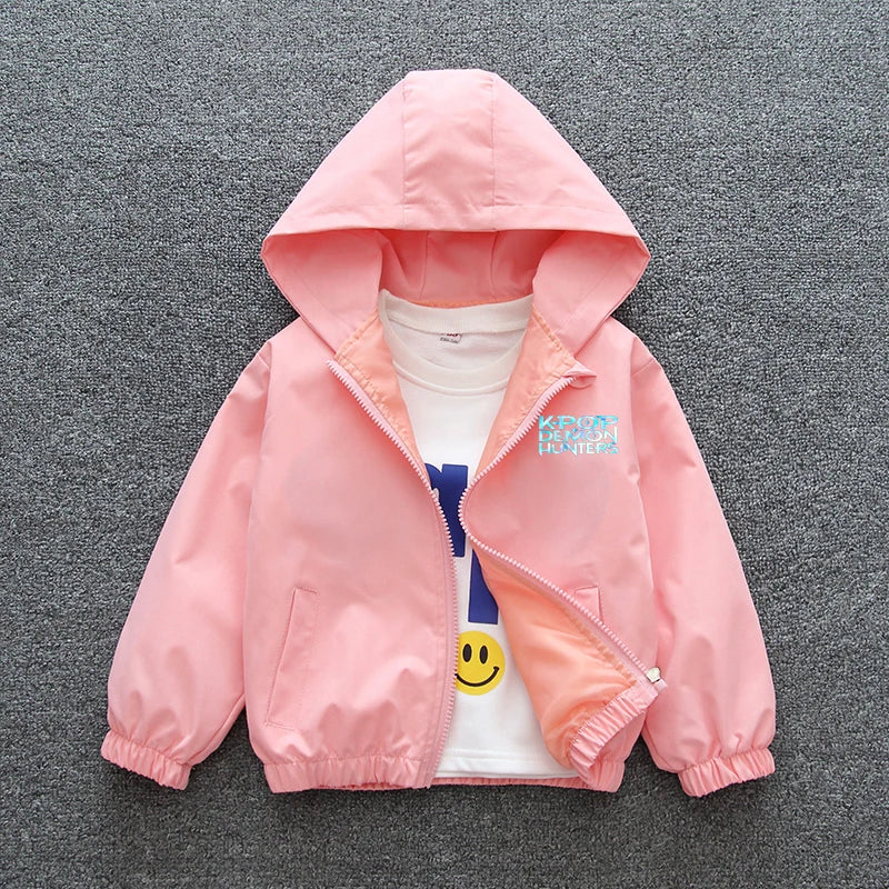 K-pop Demon Hunters 2026 Manteau coupe-vent printemps-automne pour enfants et adolescentes, imprimé dessin animé, veste à capuche imperméable