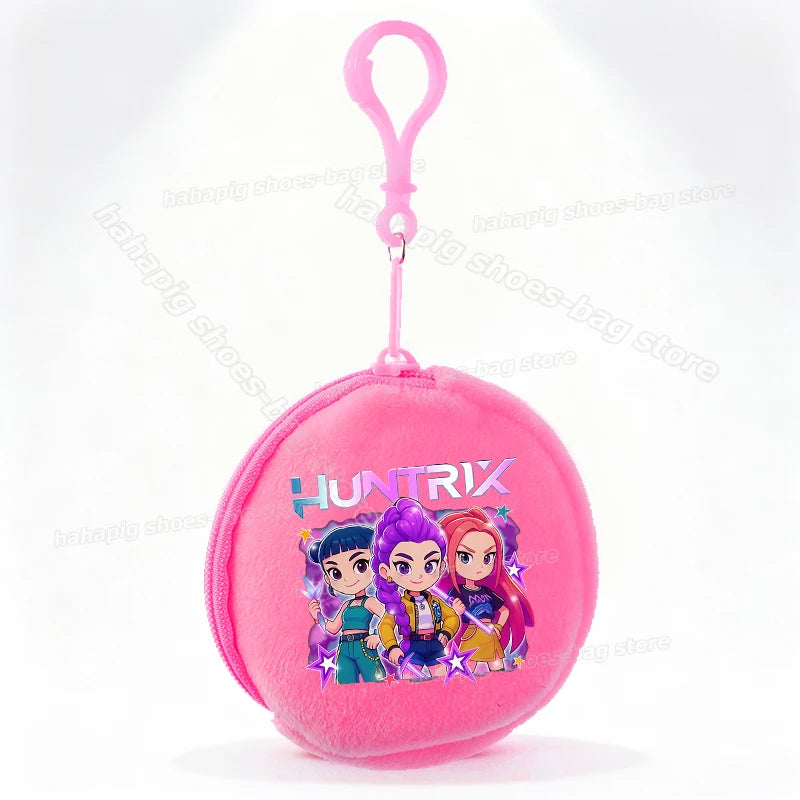Mini porte-monnaie Kpop Demon Hunters pour fille, pochette ronde, portefeuille à fermeture éclair avec écouteurs et porte-clés, motif Zoey Mira Rumi, pour enfants