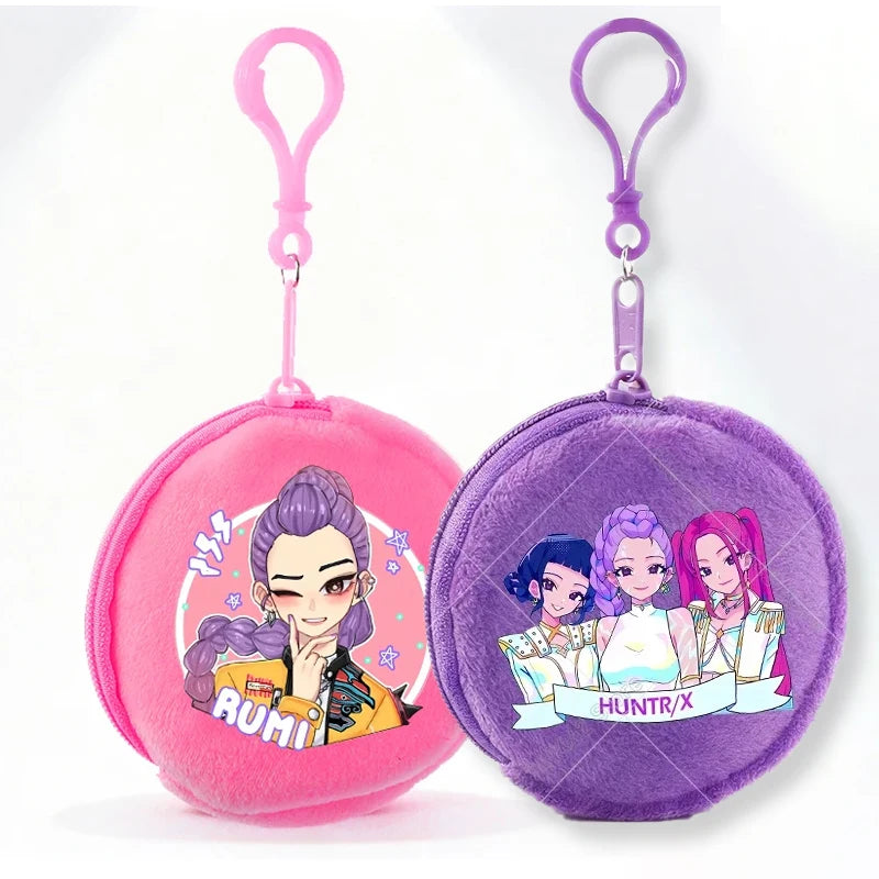 Mini porte-monnaie Kpop Demon Hunters pour fille, pochette ronde, portefeuille à fermeture éclair avec écouteurs et porte-clés, motif Zoey Mira Rumi, pour enfants