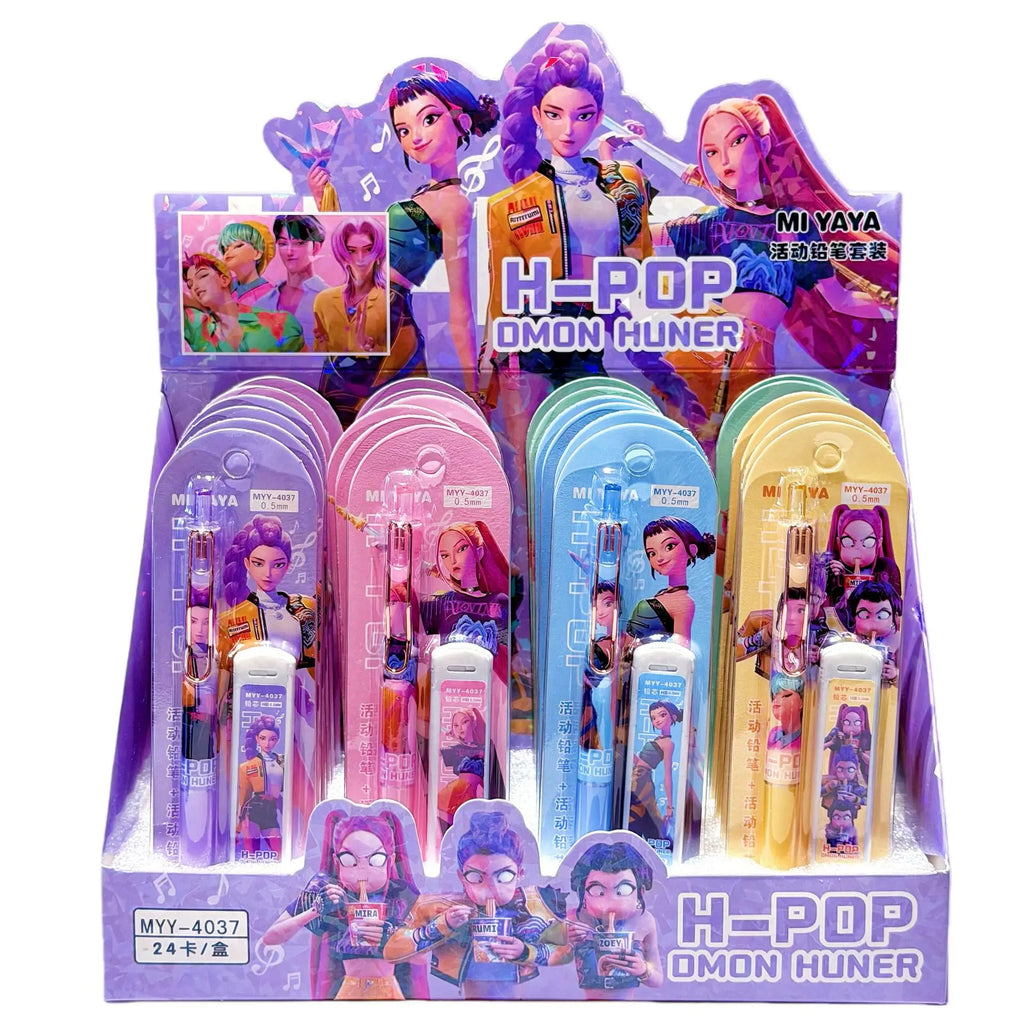 Ensemble de crayons automatiques KPOP Demon Hunter - Lot aléatoire de 1/2/4/6 pièces - Fournitures scolaires pour enfants, cadeau pour l'écriture et le dessin
