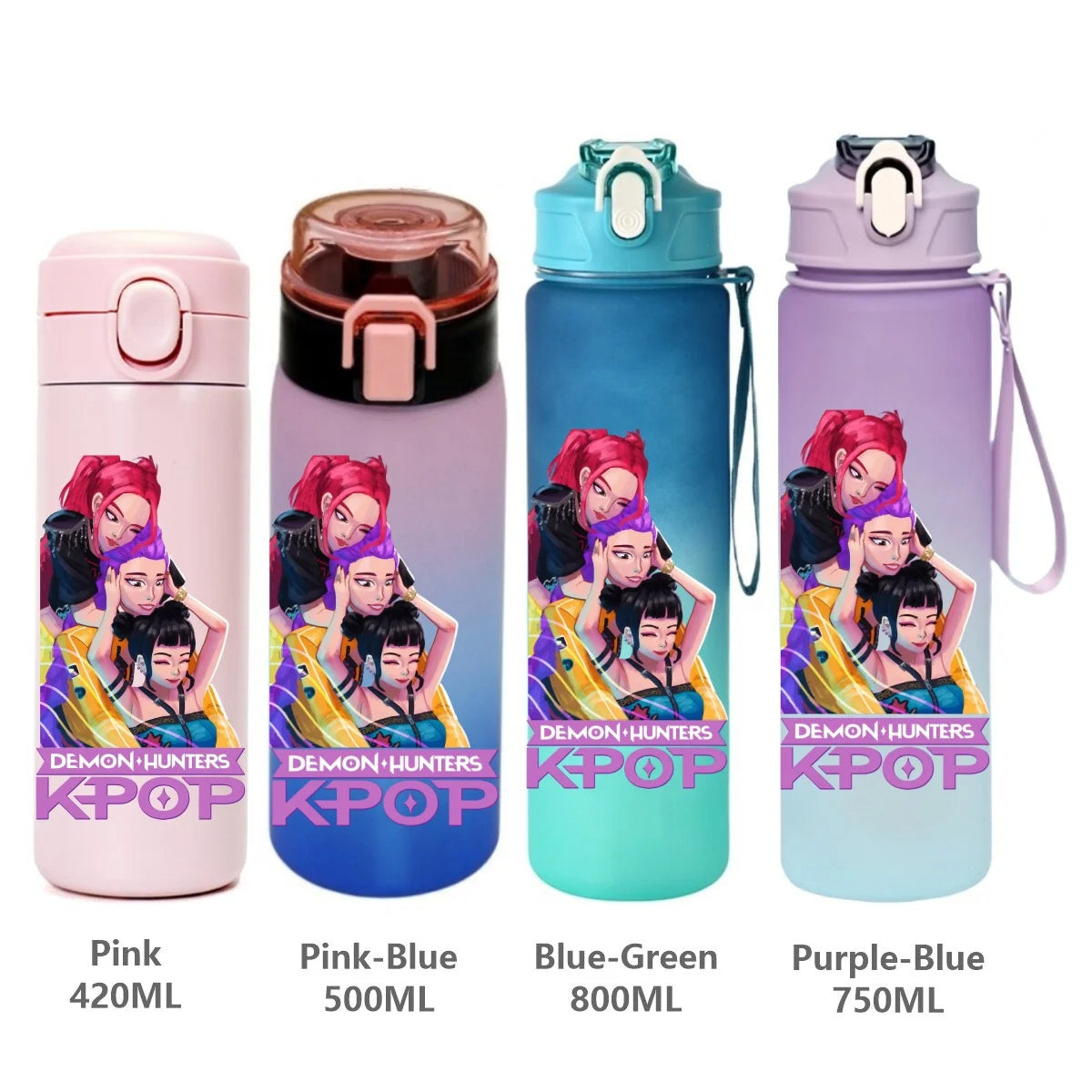 Gourde de sport KPop Demon Hunters, motif dessin animé tendance, étanche, portable, cadeau d'anniversaire pour enfants