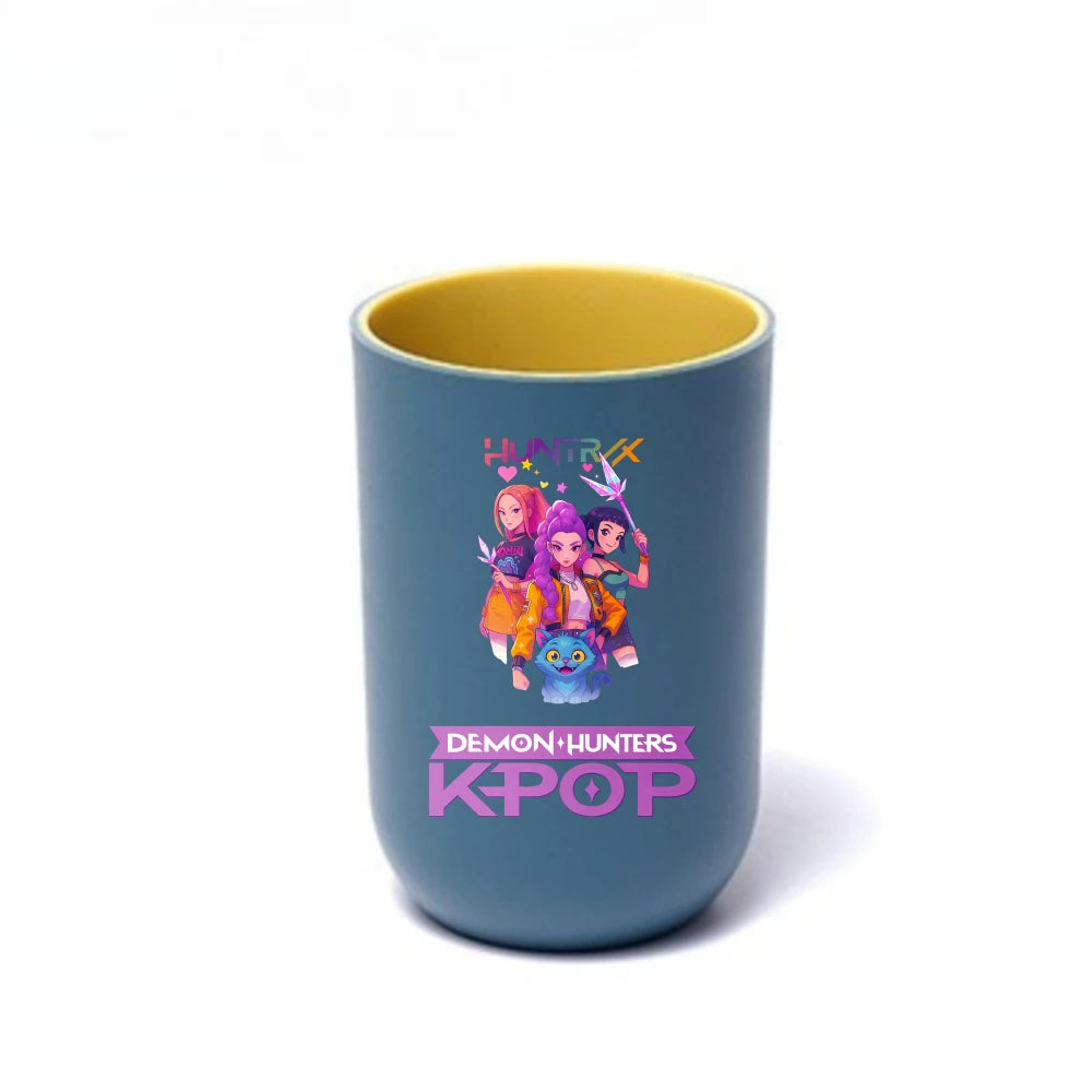 Gobelet à brosse à dents K-Pop Demon Hunters, gobelet en plastique pour bain de bouche, boîte de rangement pour articles de toilette de voyage, accessoires de salle de bain