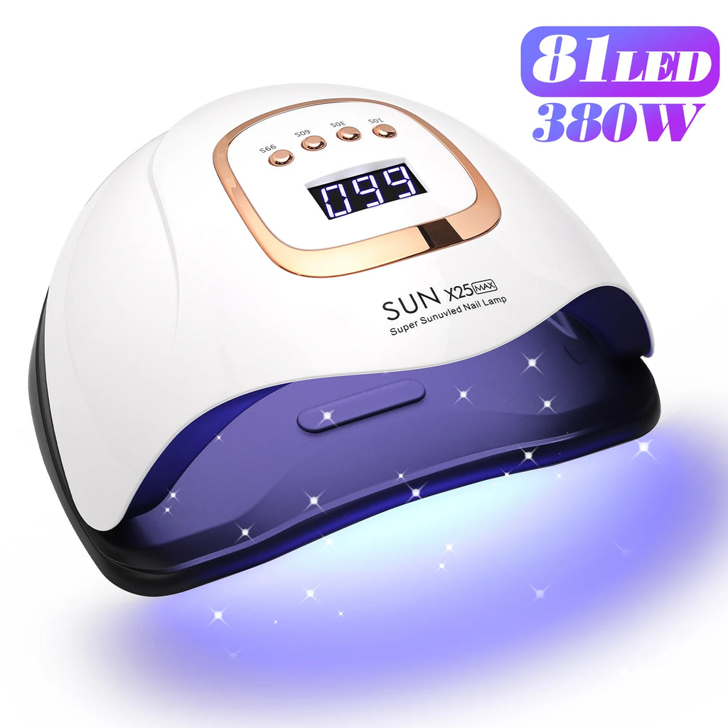 Lampe UV LED pour ongles 380 W, lampe de séchage LED puissante pour tous les vernis semi-permanents, idéale pour un usage professionnel à domicile ou en salon
