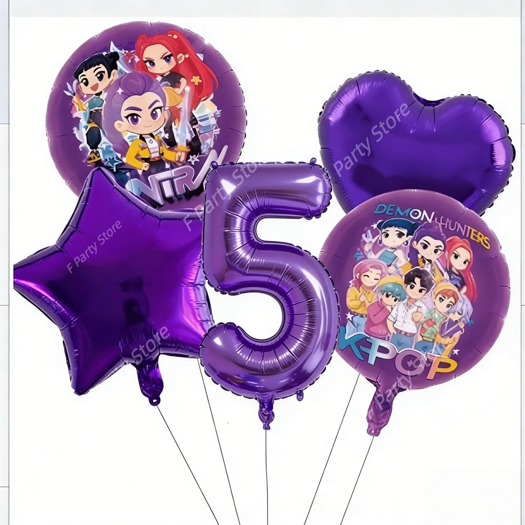Décoration de fête d'anniversaire sur le thème des démons K-pop : ballons en aluminium Rumis, Globos, cadeaux pour enfants et filles, baby shower