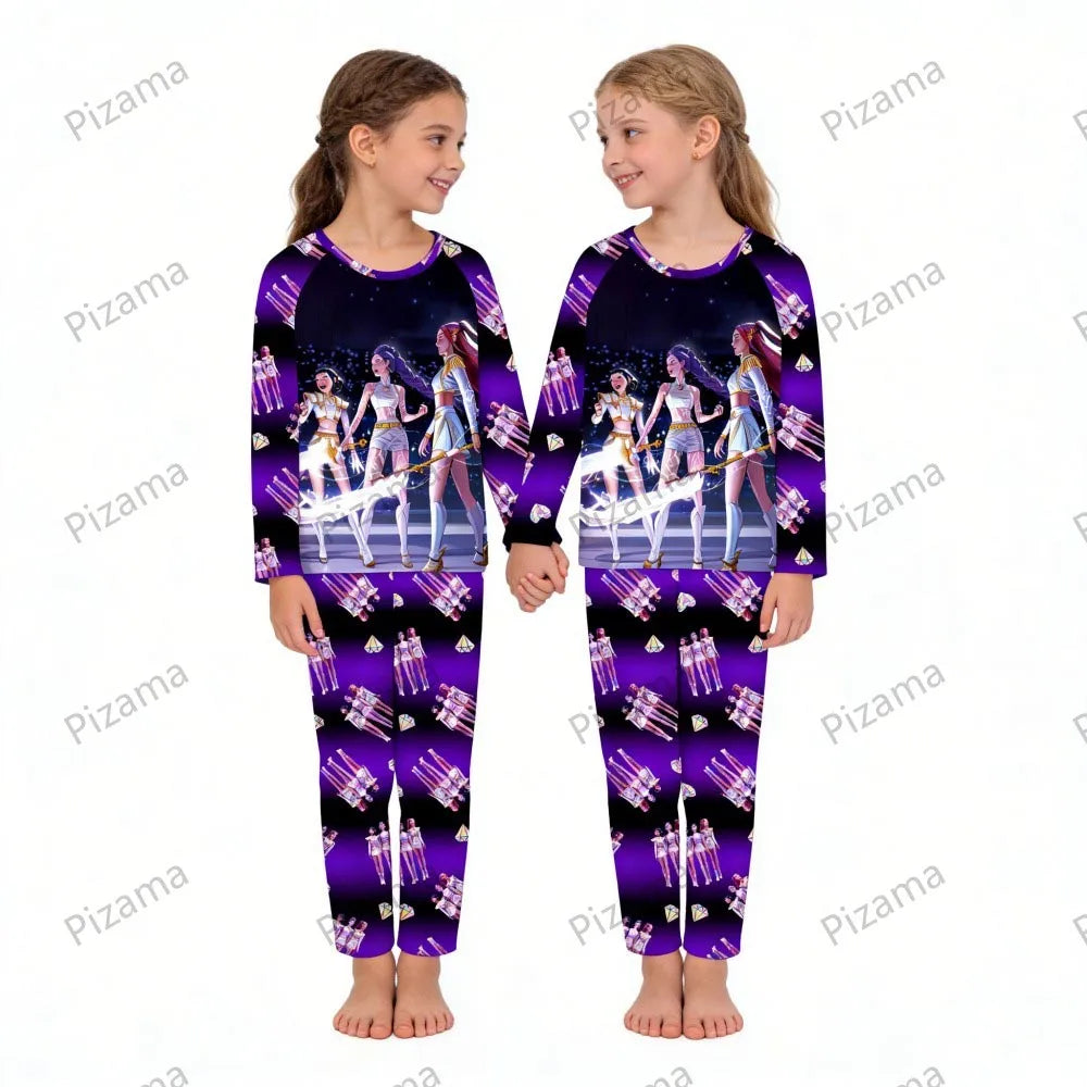 Pyjama K-Pop Chasseurs de Démons, ensemble 2 pièces pour enfants, manches longues et pantalon, collection automne. Convient aux garçons, filles, bébés et adolescents