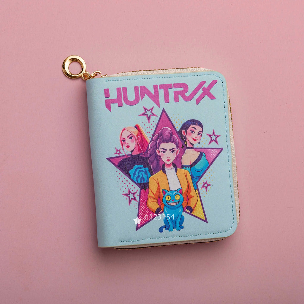 Portefeuille court pour femme KPop Demon Hunters, porte-cartes de crédit en cuir PU, multi-segments, petit portefeuille zippé, pochette pour femme, porte-monnaie
