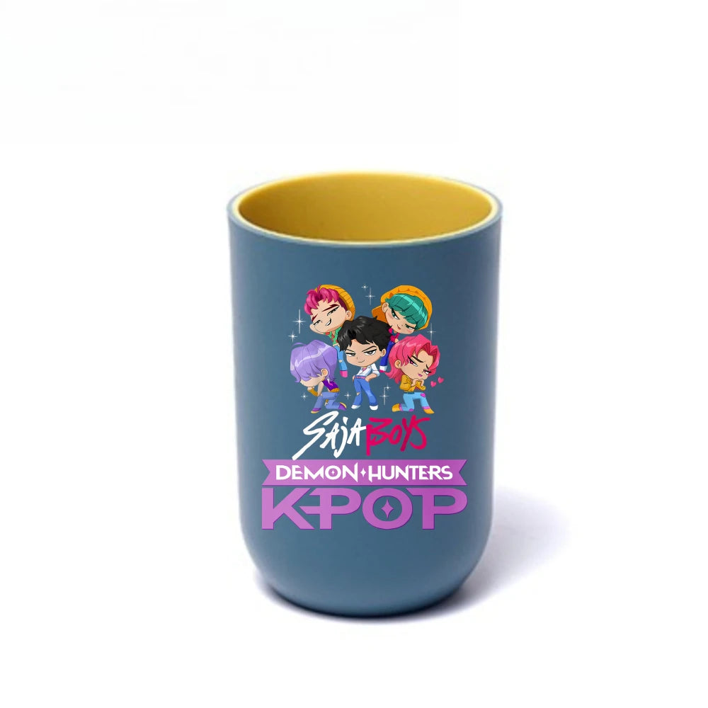 Gobelet à brosse à dents K-Pop Demon Hunters, gobelet en plastique pour bain de bouche, boîte de rangement pour articles de toilette de voyage, accessoires de salle de bain
