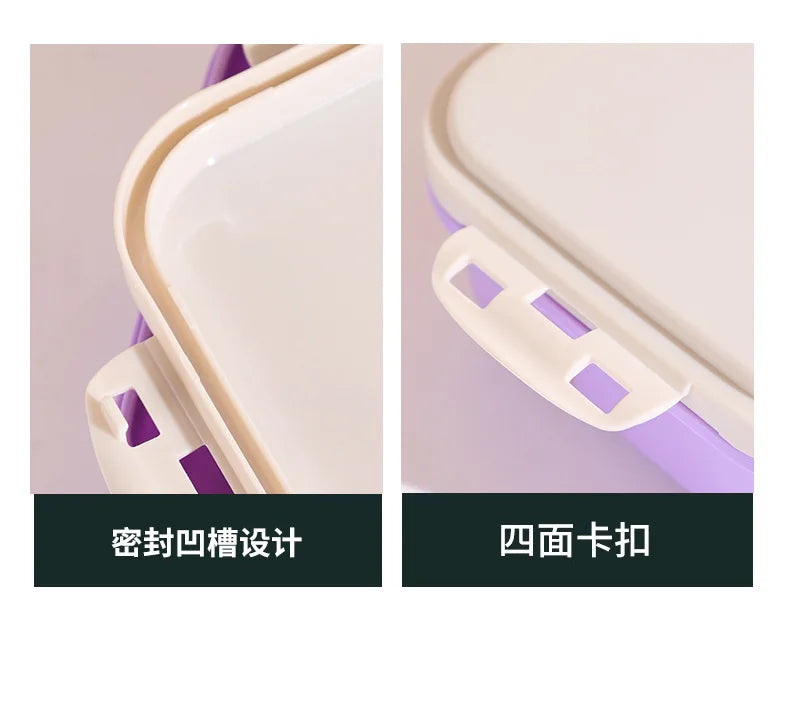Boîte à lunch Kpop Demon Hunters pour garçon/fille, mignonne Mira Zoey Jinu, boîte bento portable en plastique avec vaisselle et récipient pour aliments et fruits