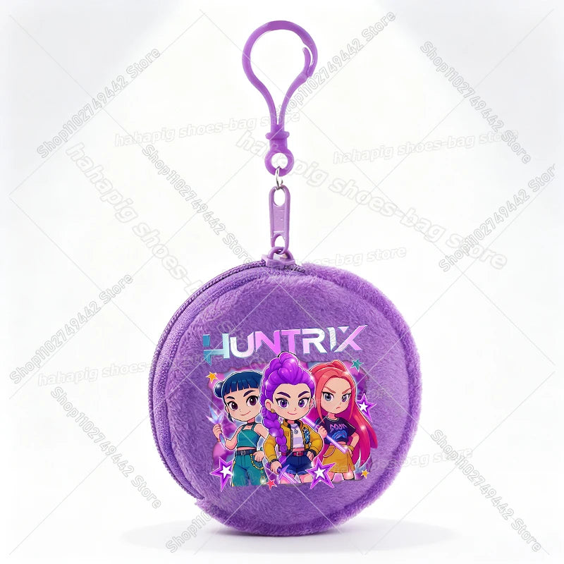 Mini porte-monnaie Kpop Demon Hunters pour fille, pochette ronde, portefeuille à fermeture éclair avec écouteurs et porte-clés, motif Zoey Mira Rumi, pour enfants