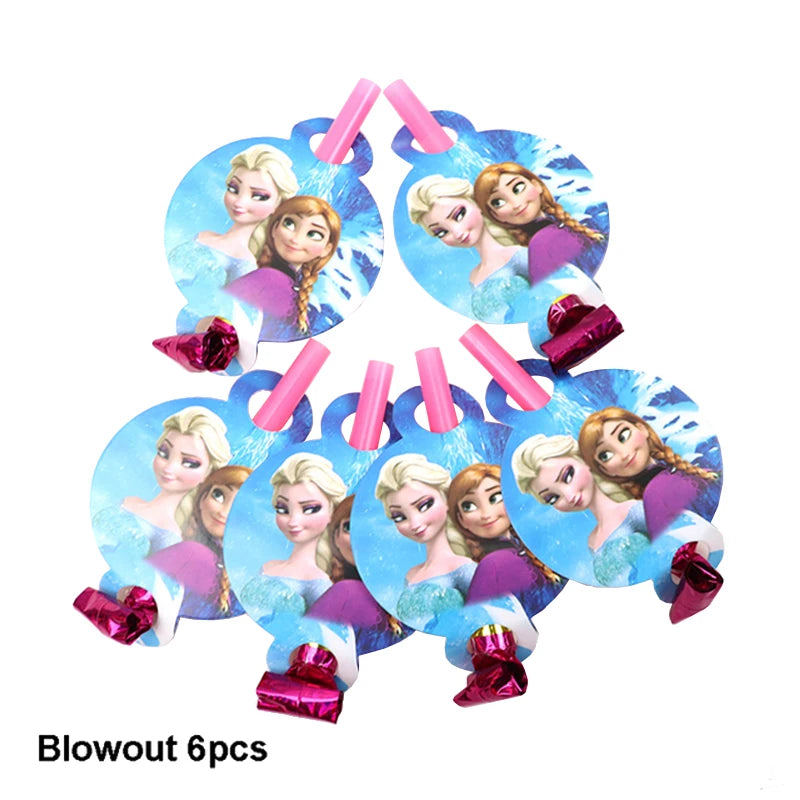 Assiettes jetables Disney Reine des Neiges, couverts, décorations de fête d'anniversaire Anna et Elsa, assiettes et gobelets pour enfants, articles de fête pour baby shower