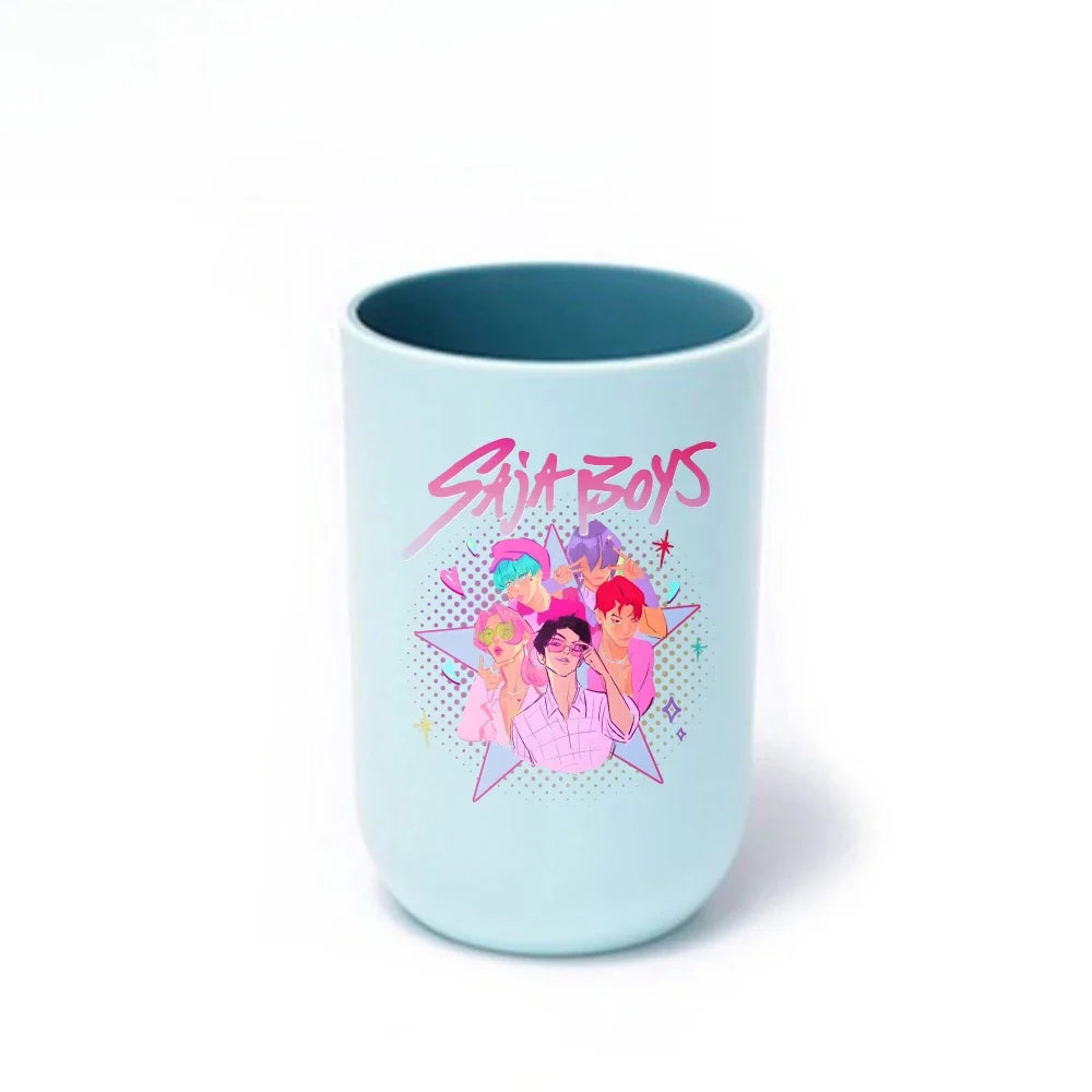 Gobelet à brosse à dents K-Pop Demon Hunters, gobelet en plastique pour bain de bouche, boîte de rangement pour articles de toilette de voyage, accessoires de salle de bain
