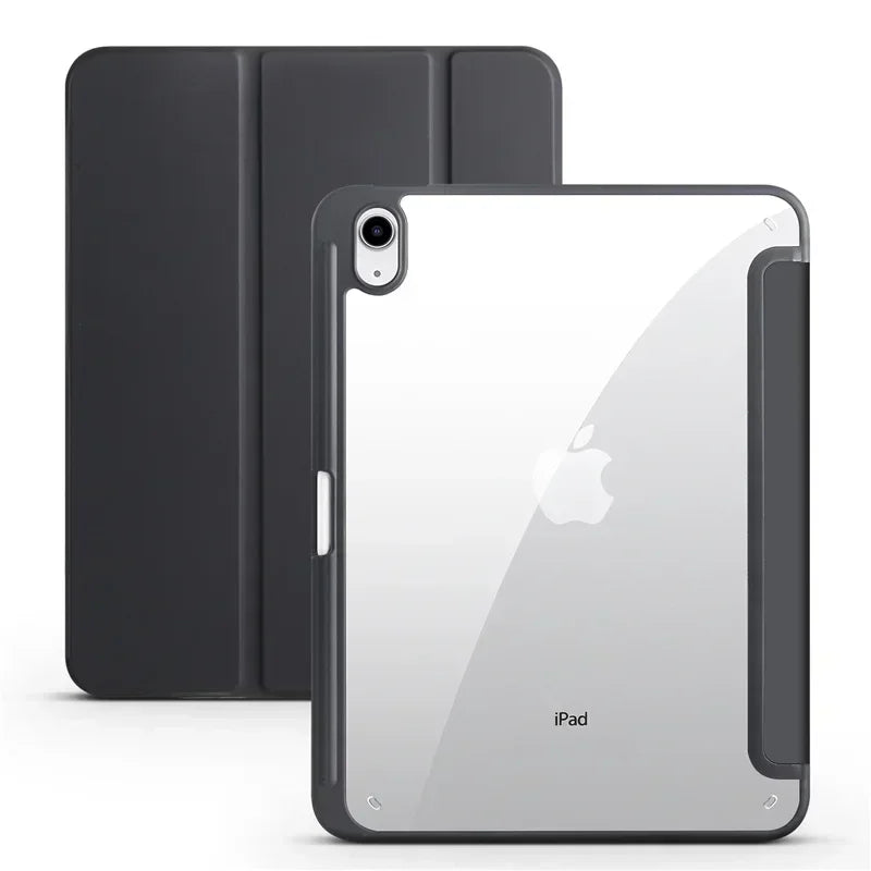Étui pour iPad 10e génération avec porte-stylet, coque arrière rigide transparente en acrylique à trois volets, compatible avec iPad 10.2, 9.7, Air, 5, 11 et iPad 10, 9 et 11e génération (A16).