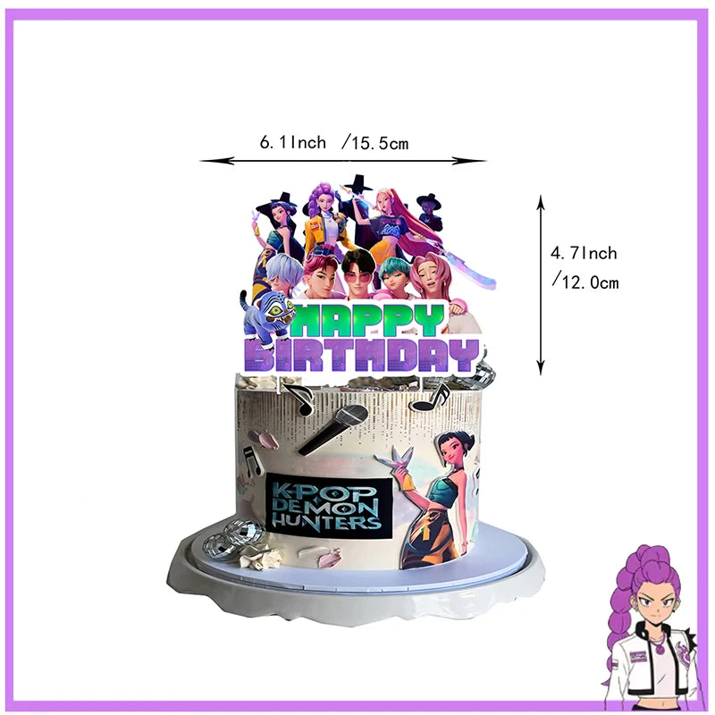 Décoration d'anniversaire Kpop Chasseur de Démons : vaisselle, ballons en aluminium, sac cadeau, assiette, gobelet, décoration de gâteau Kpop, bannière, fond