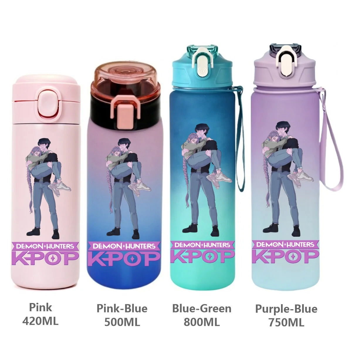 Gourde de sport KPop Demon Hunters, motif dessin animé tendance, étanche, portable, cadeau d'anniversaire pour enfants