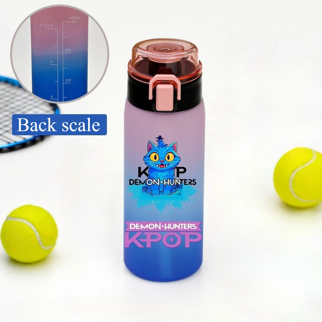 Gourde de sport KPop Demon Hunters, motif dessin animé tendance, étanche, portable, cadeau d'anniversaire pour enfants