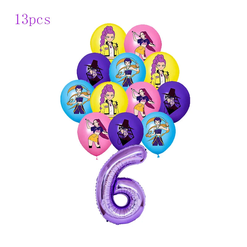 Décoration d'anniversaire Kpop Chasseur de Démons : vaisselle, ballons en aluminium, sac cadeau, assiette, gobelet, décoration de gâteau Kpop, bannière, fond