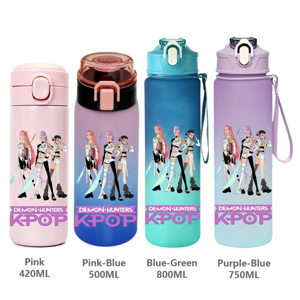 Gourde de sport KPop Demon Hunters, motif dessin animé tendance, étanche, portable, cadeau d'anniversaire pour enfants