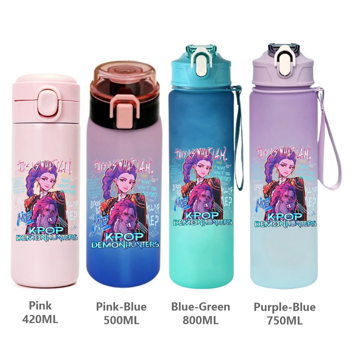 Gourde de sport KPop Demon Hunters, motif dessin animé tendance, étanche, portable, cadeau d'anniversaire pour enfants