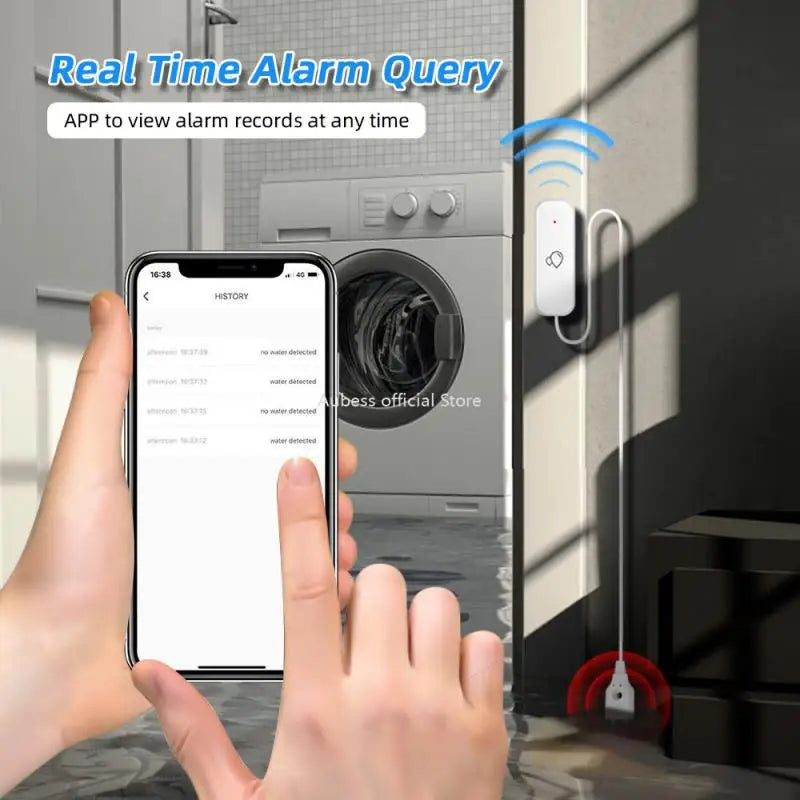 Détecteur de fuites d'eau Aubess Tuya WiFi ZigBee avec avertisseur sonore et détecteur de débordement, compatible avec la surveillance à distance Smart Life