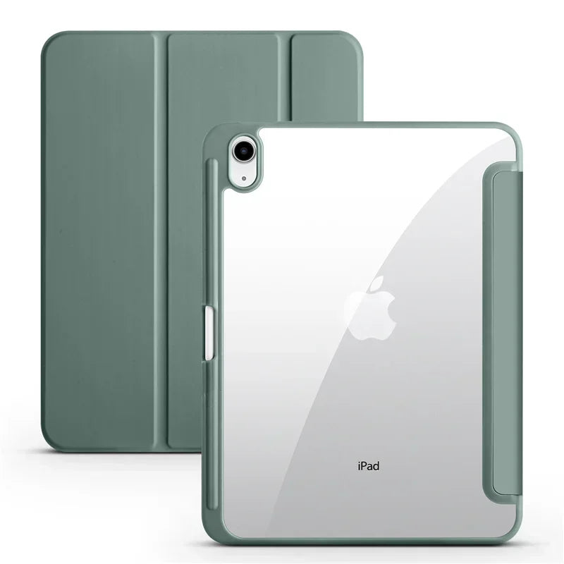 Étui pour iPad 10e génération avec porte-stylet, coque arrière rigide transparente en acrylique à trois volets, compatible avec iPad 10.2, 9.7, Air, 5, 11 et iPad 10, 9 et 11e génération (A16).