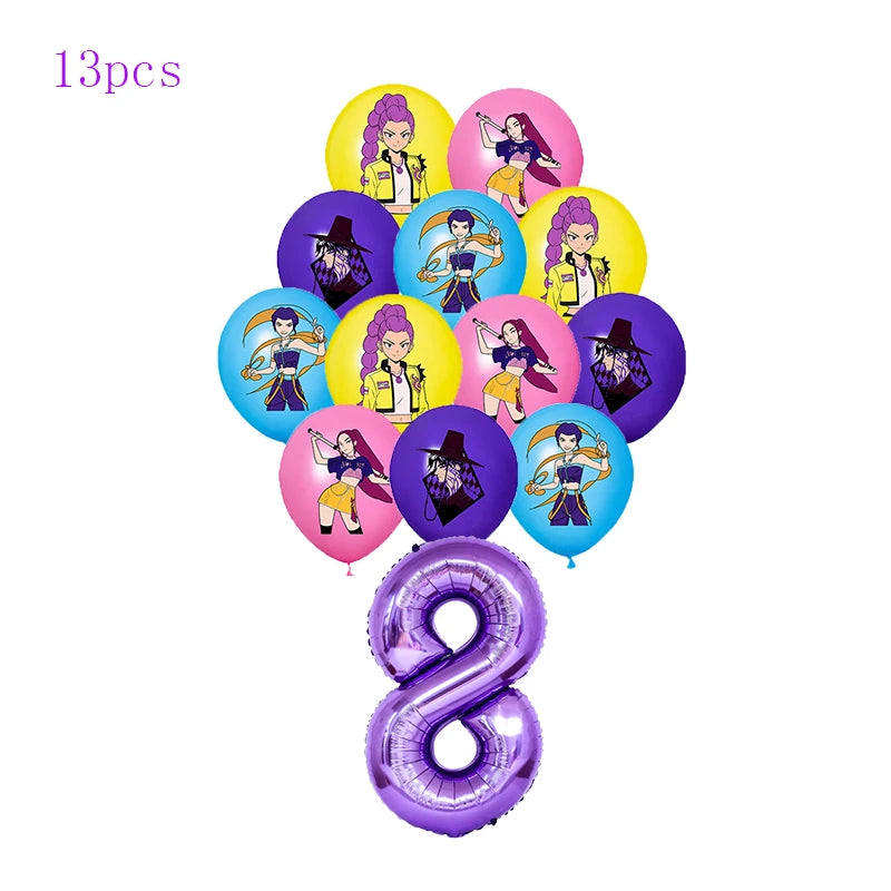 Décoration d'anniversaire Kpop Chasseur de Démons : vaisselle, ballons en aluminium, sac cadeau, assiette, gobelet, décoration de gâteau Kpop, bannière, fond