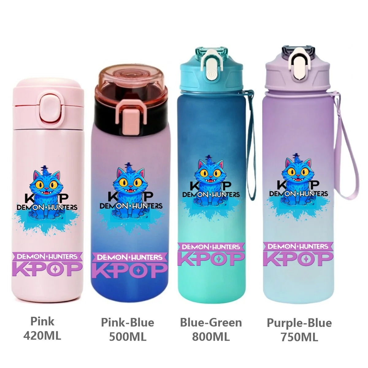 Gourde de sport KPop Demon Hunters, motif dessin animé tendance, étanche, portable, cadeau d'anniversaire pour enfants