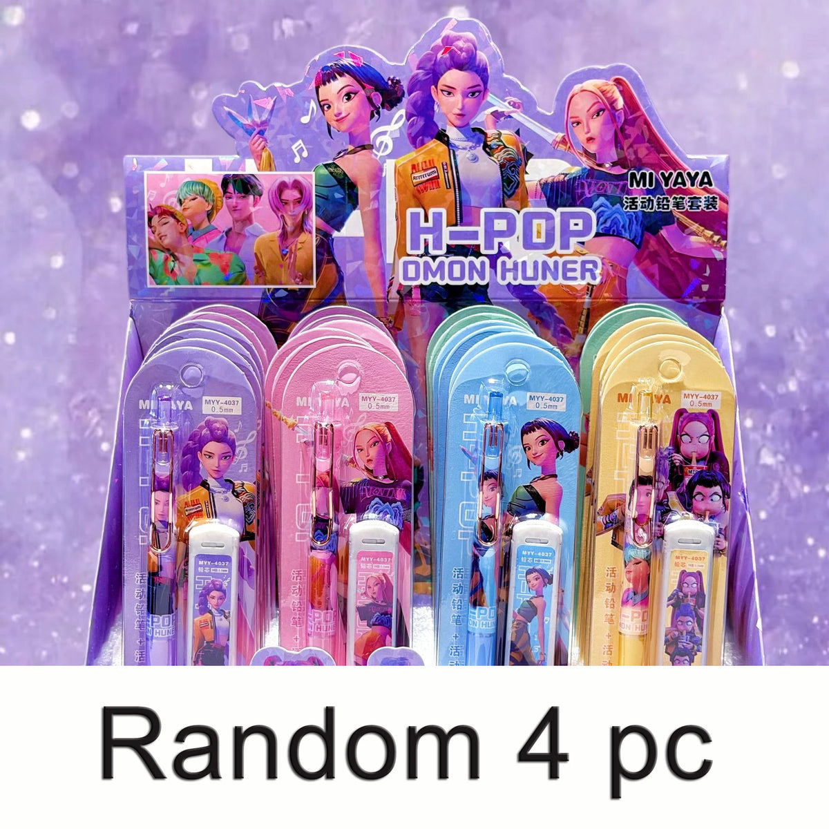 Ensemble de crayons automatiques KPOP Demon Hunter - Lot aléatoire de 1/2/4/6 pièces - Fournitures scolaires pour enfants, cadeau pour l'écriture et le dessin