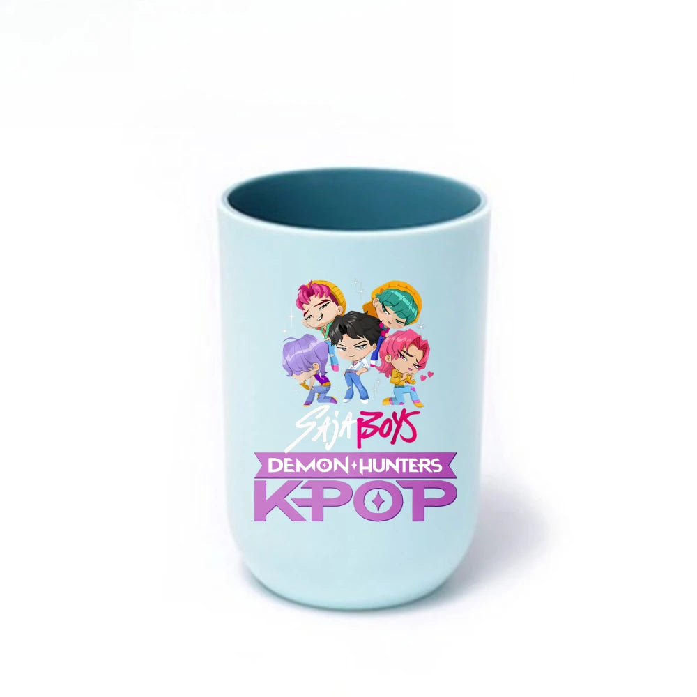 Gobelet à brosse à dents K-Pop Demon Hunters, gobelet en plastique pour bain de bouche, boîte de rangement pour articles de toilette de voyage, accessoires de salle de bain