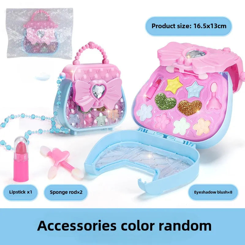 Coffret de maquillage pour fille, jouet maison de poupée, fard à paupières, maquillage de princesse, sac à main, amusant, sûr, soluble dans l'eau, cadeau d'anniversaire