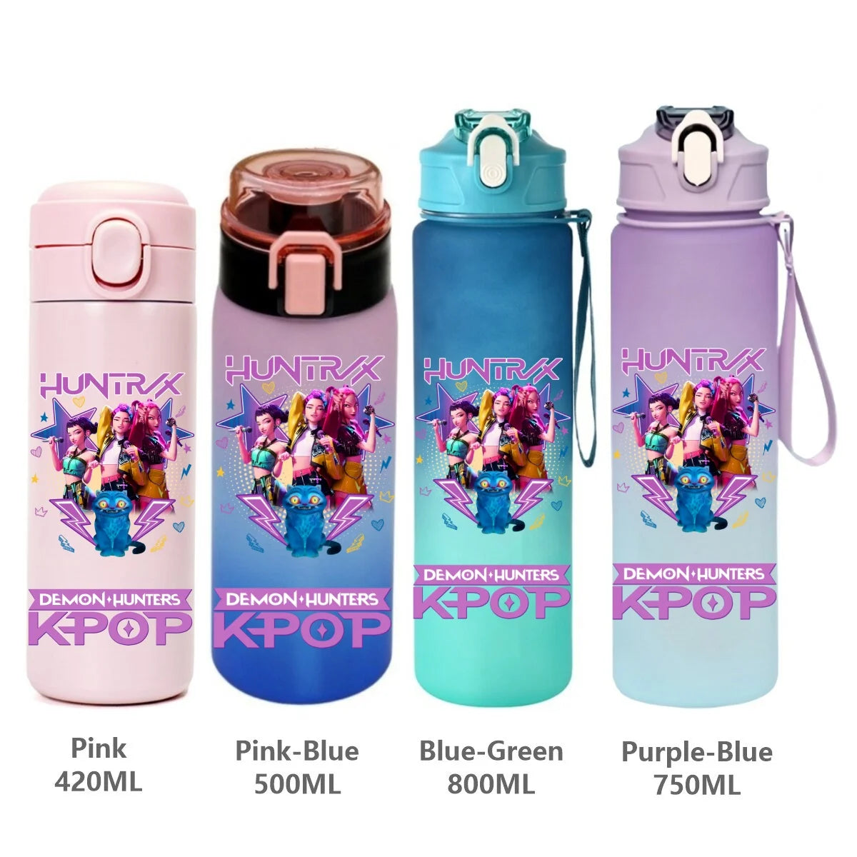 Gourde de sport KPop Demon Hunters, motif dessin animé tendance, étanche, portable, cadeau d'anniversaire pour enfants