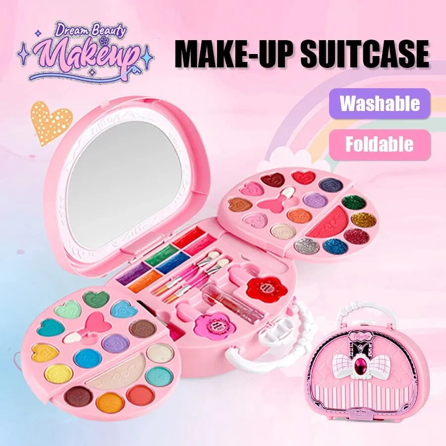 Coffret de maquillage pour enfants, petit sac lavable, ensemble de cosmétiques avec miroir, jouet non toxique et sûr, cadeau d'anniversaire pour fille
