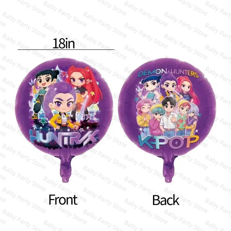 Ensemble de ballons en aluminium de 45 cm (18 pouces) sur le thème K-Pop Demon Hunter, style dessin animé, idéal pour une baby shower ou une fête d'anniversaire d'enfant