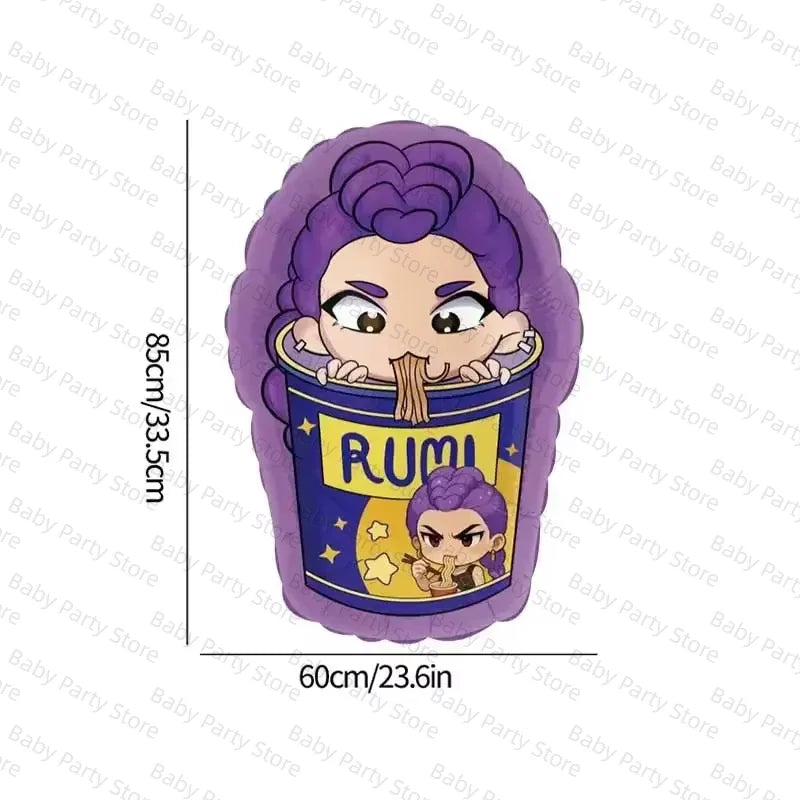 Ensemble de ballons en aluminium de 45 cm (18 pouces) sur le thème K-Pop Demon Hunter, style dessin animé, idéal pour une baby shower ou une fête d'anniversaire d'enfant