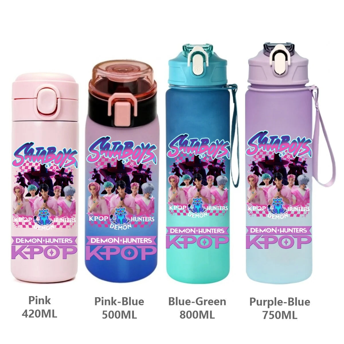 Gourde de sport KPop Demon Hunters, motif dessin animé tendance, étanche, portable, cadeau d'anniversaire pour enfants