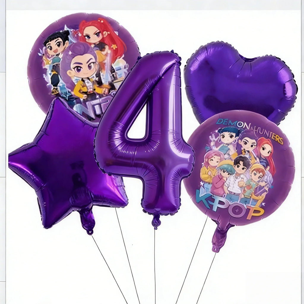 Décoration de fête d'anniversaire sur le thème des démons K-pop : ballons en aluminium Rumis, Globos, cadeaux pour enfants et filles, baby shower