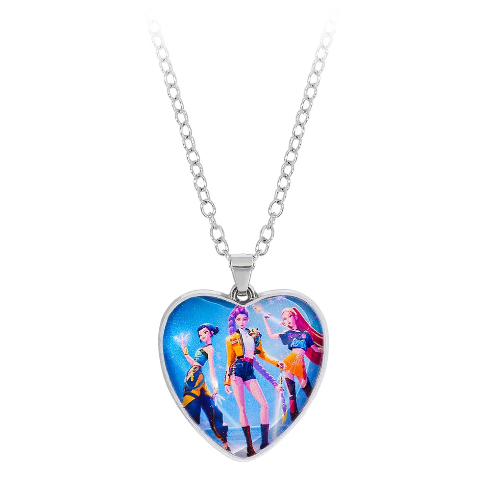 Films occidentaux populaires - Accessoire collier en forme de cœur Kpop Demon Hunter : Witch Hunter Girl Squad Time Gem
