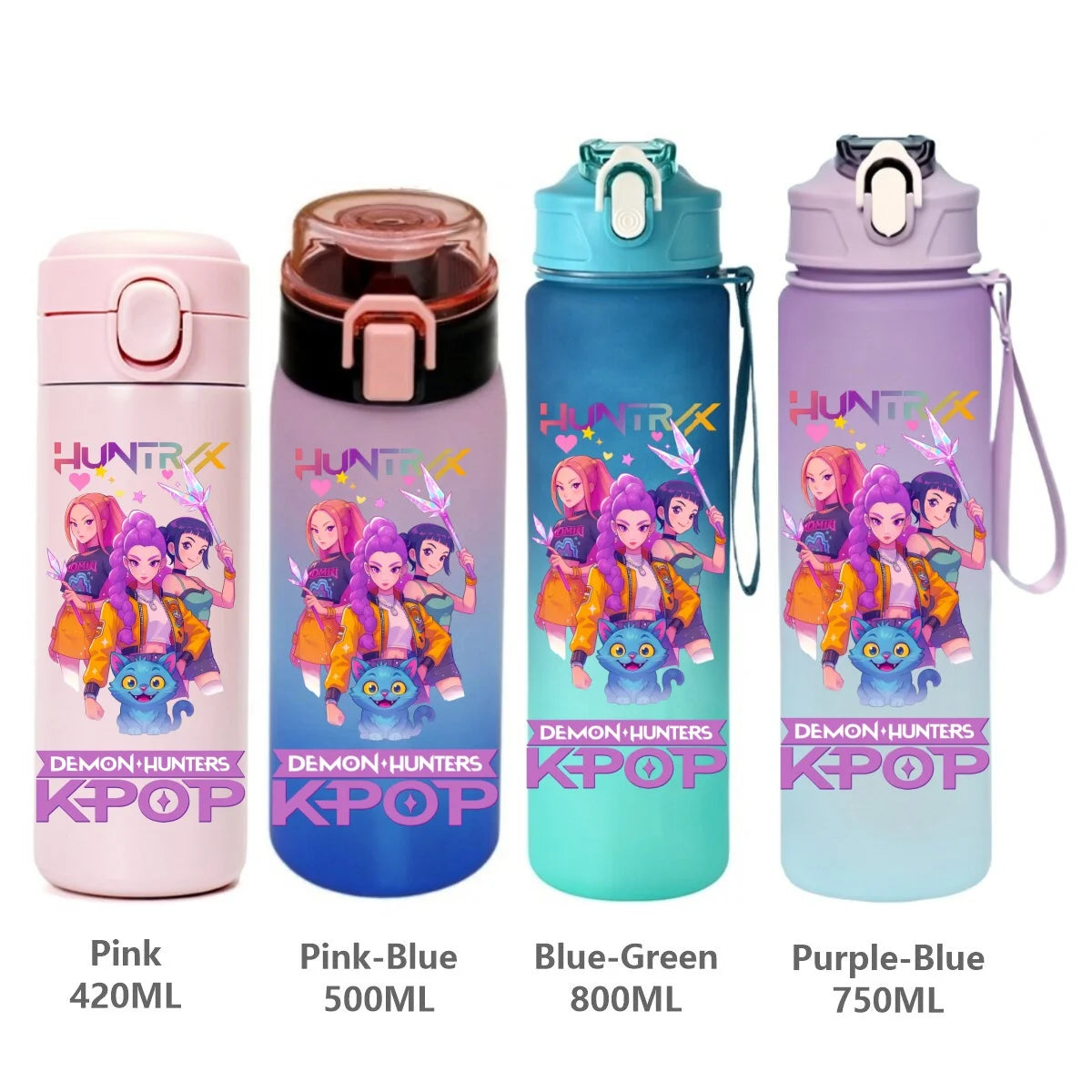 Gourde de sport KPop Demon Hunters, motif dessin animé tendance, étanche, portable, cadeau d'anniversaire pour enfants