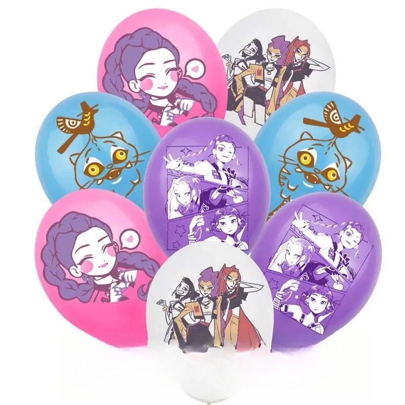 Kpop – Ballons de décoration d'anniversaire chasseurs de démons, ensemble de Ballons en Latex pour fille musicale, fournitures de fête pour enfants, décor cadeau