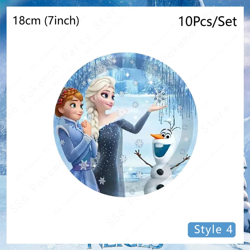 Kit de décoration pour fête d'anniversaire Disney Elsa La Reine des Neiges : vaisselle jetable, gobelets en papier, nappes, assiettes et sacs