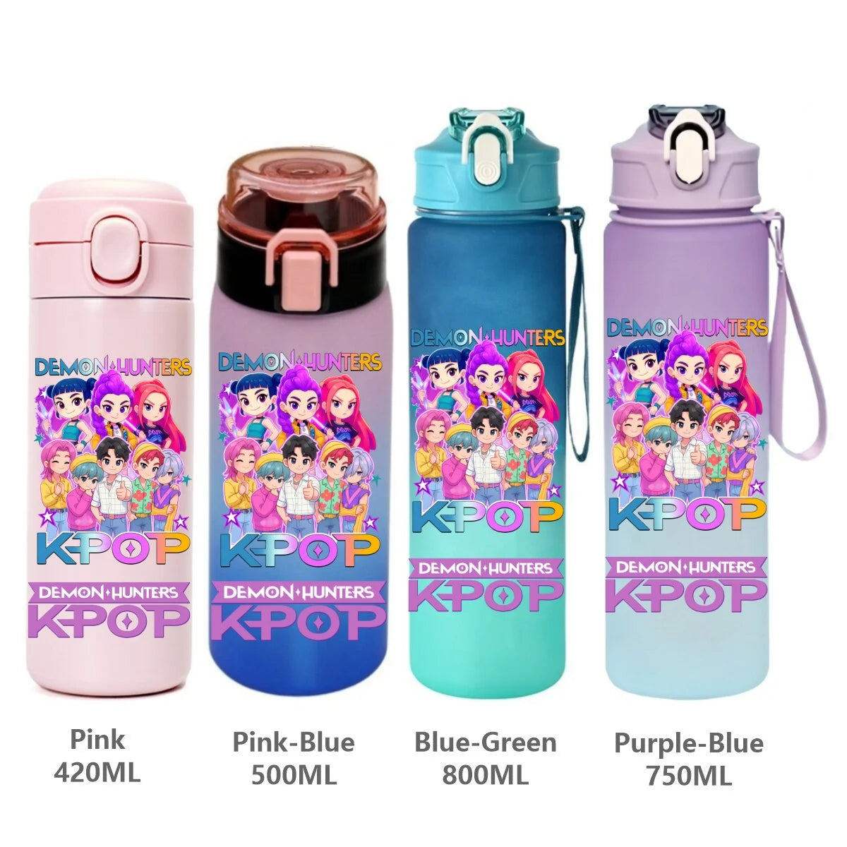 Gourde de sport KPop Demon Hunters, motif dessin animé tendance, étanche, portable, cadeau d'anniversaire pour enfants