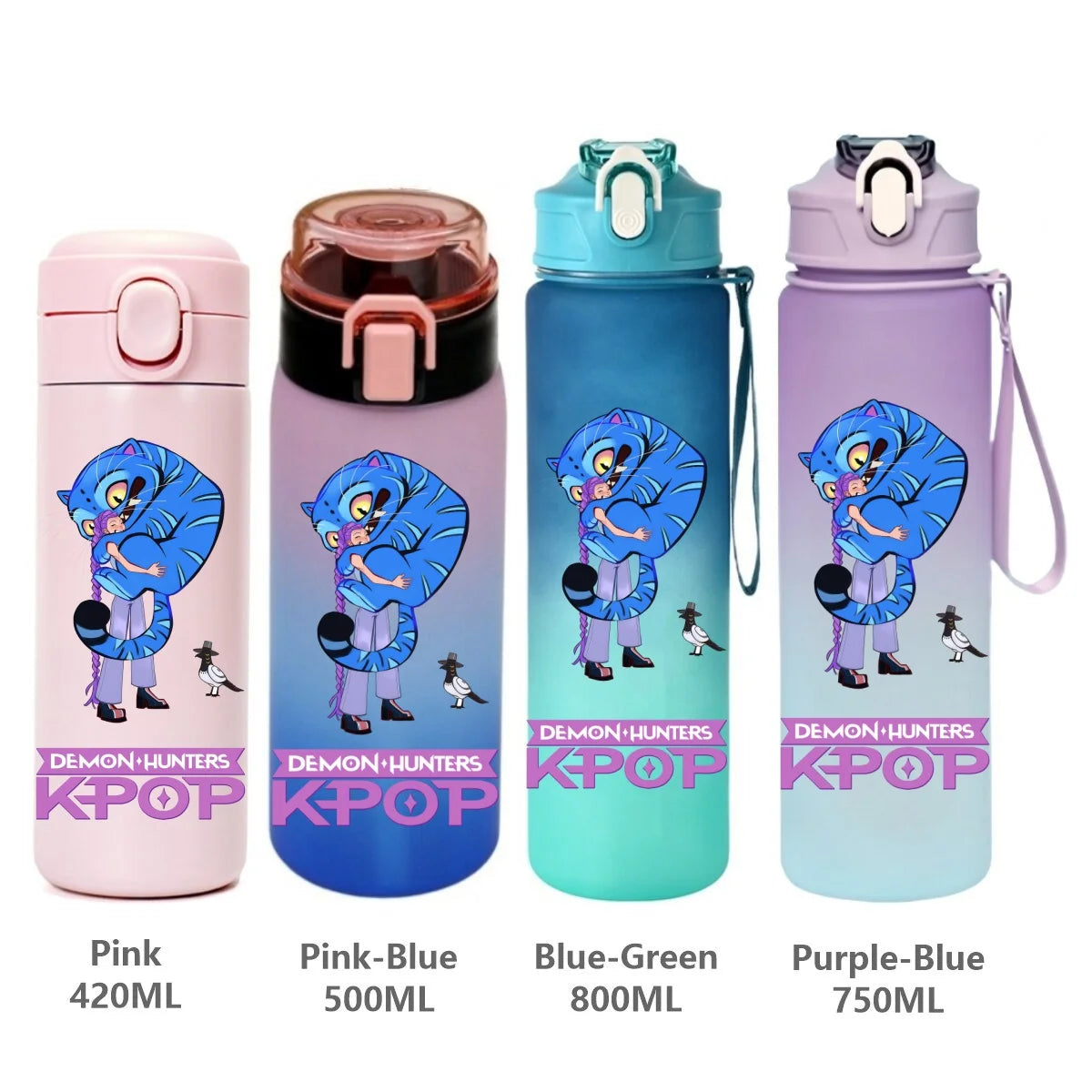 Gourde de sport KPop Demon Hunters, motif dessin animé tendance, étanche, portable, cadeau d'anniversaire pour enfants