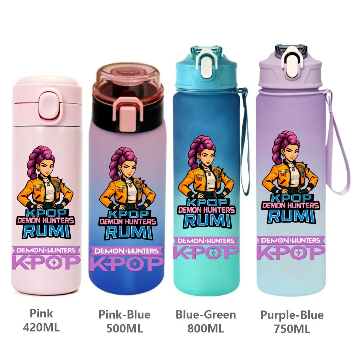 Gourde de sport KPop Demon Hunters, motif dessin animé tendance, étanche, portable, cadeau d'anniversaire pour enfants