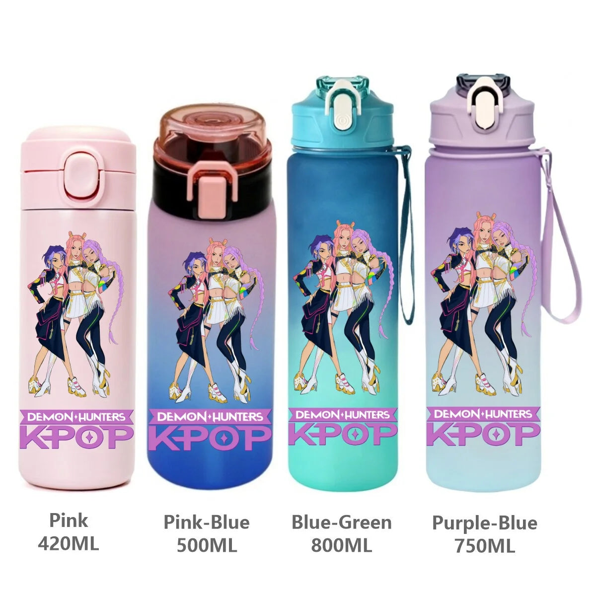 Gourde de sport KPop Demon Hunters, motif dessin animé tendance, étanche, portable, cadeau d'anniversaire pour enfants