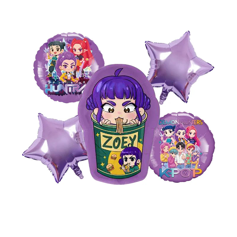 Décoration d'anniversaire Kpop Chasseur de Démons : vaisselle, ballons en aluminium, sac cadeau, assiette, gobelet, décoration de gâteau Kpop, bannière, fond