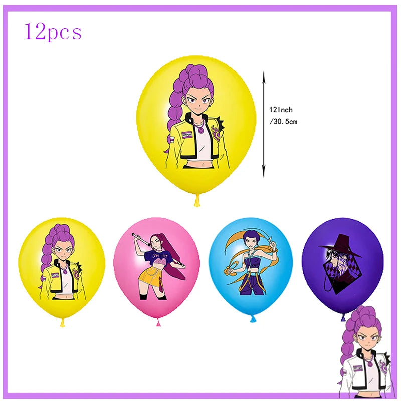 Décoration d'anniversaire Kpop Chasseur de Démons : vaisselle, ballons en aluminium, sac cadeau, assiette, gobelet, décoration de gâteau Kpop, bannière, fond