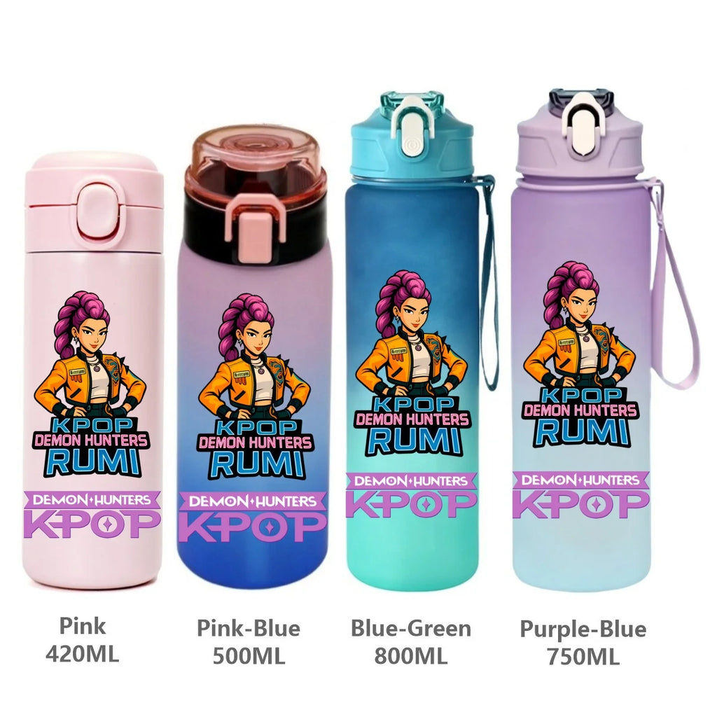 Gourde de sport KPop Demon Hunters, motif dessin animé tendance, étanche, portable, cadeau d'anniversaire pour enfants