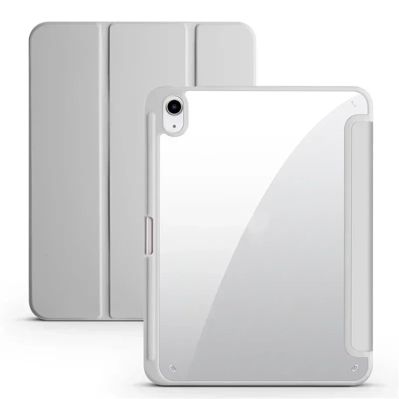 Étui pour iPad 10e génération avec porte-stylet, coque arrière rigide transparente en acrylique à trois volets, compatible avec iPad 10.2, 9.7, Air, 5, 11 et iPad 10, 9 et 11e génération (A16).
